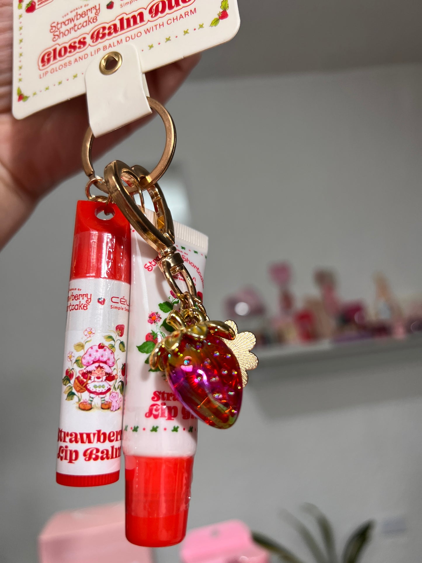 Celavi Rosita Fresita Llavero Corazón con Gloss y Bálsamo labial