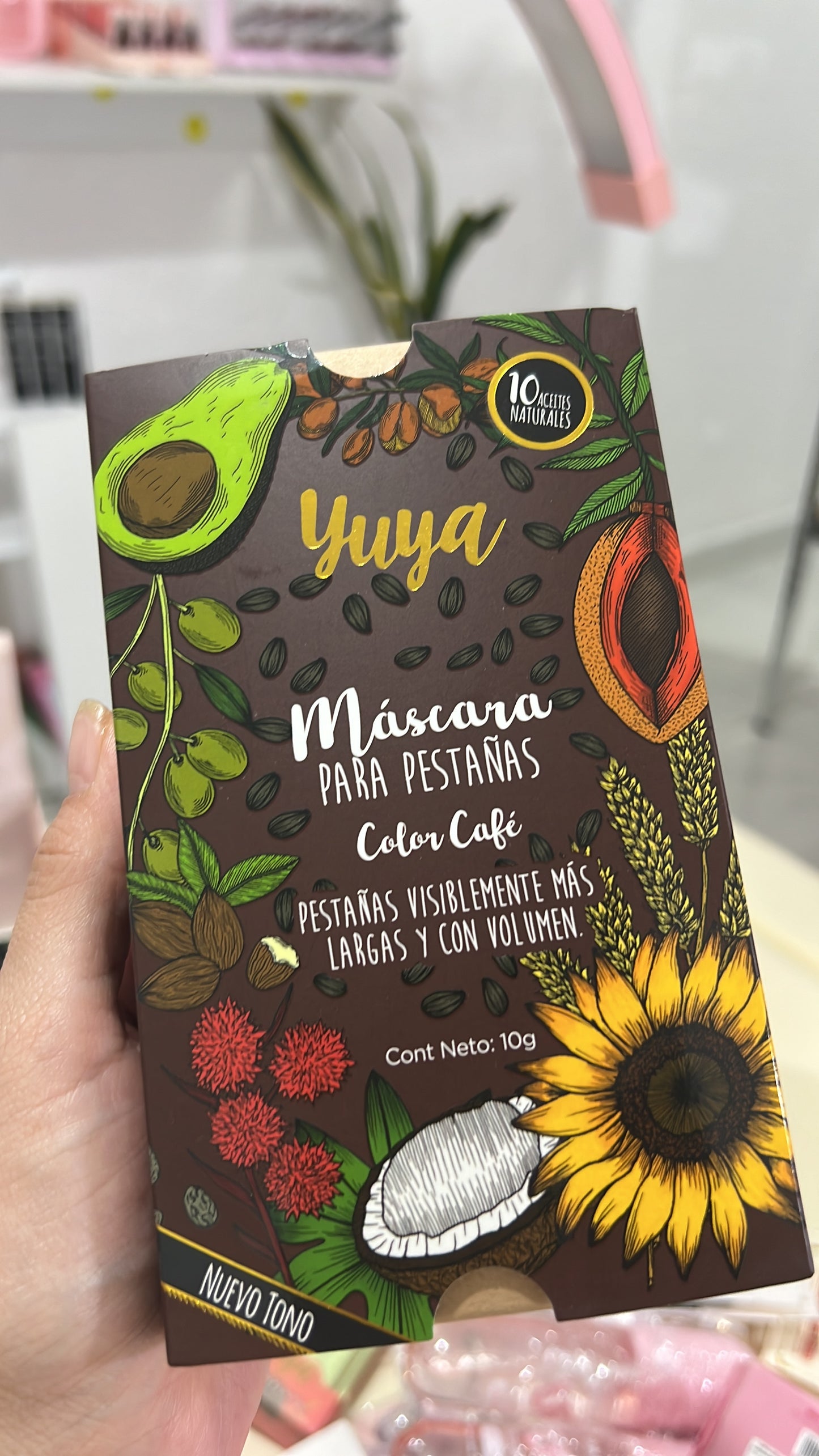 Yuya Máscara de Pestañas 10Aceites Naturales Nuevo Color Café