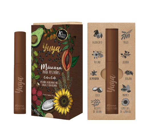 Yuya Máscara de Pestañas 10Aceites Naturales Nuevo Color Café