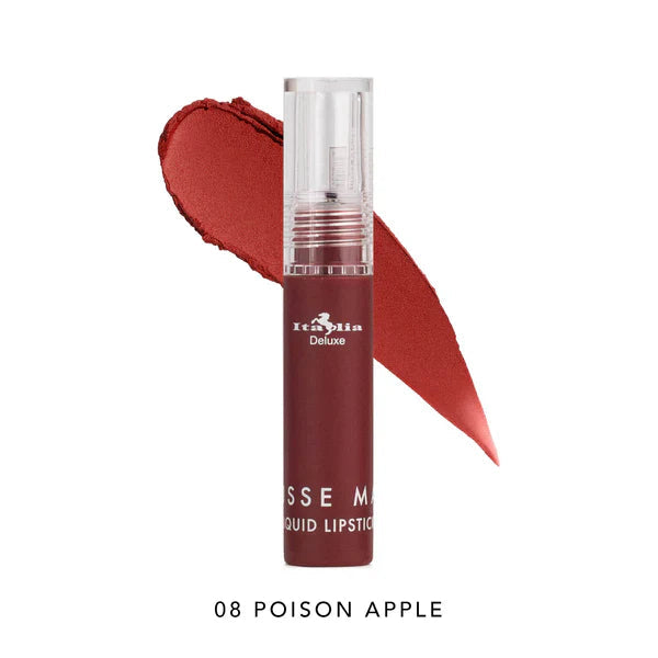 Italia Deluxe Lipstick Mousse Matte Líquido Tono Poison Apple 08